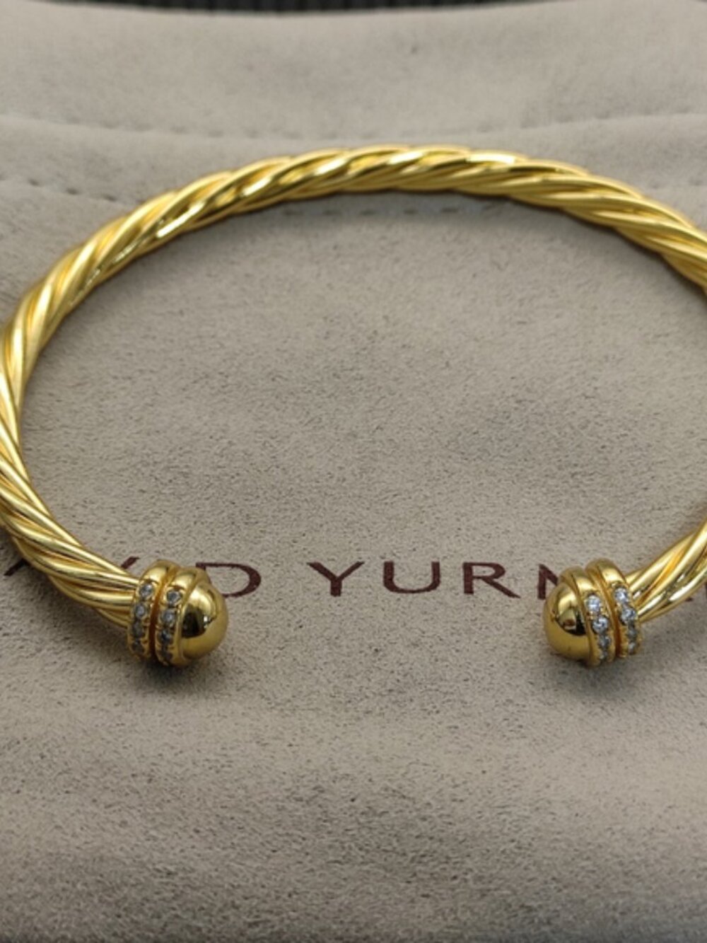 David Yurman Gold Cable Twist Open Cuff Bracelet
